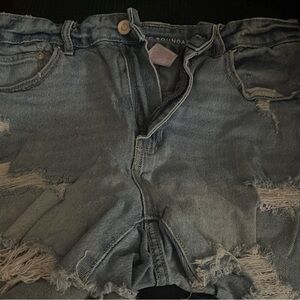 No Boundaries Distressed Jean Shorts - Blue